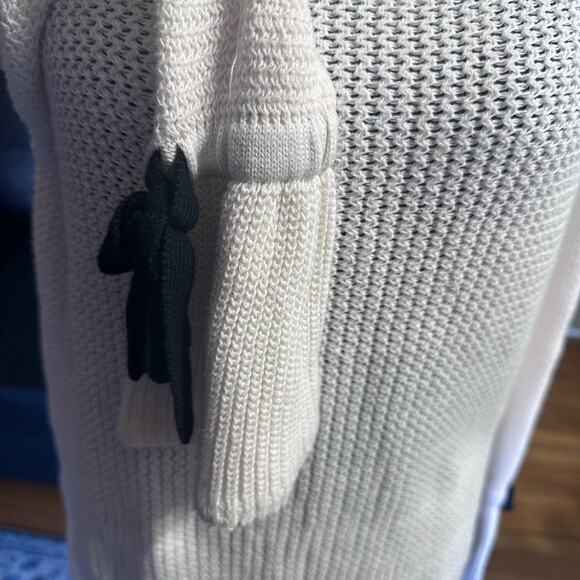 LOFT Ivory Open Knit Sweater – Bell Sleeves & Bow Tie Detail - Picture 9 of 9